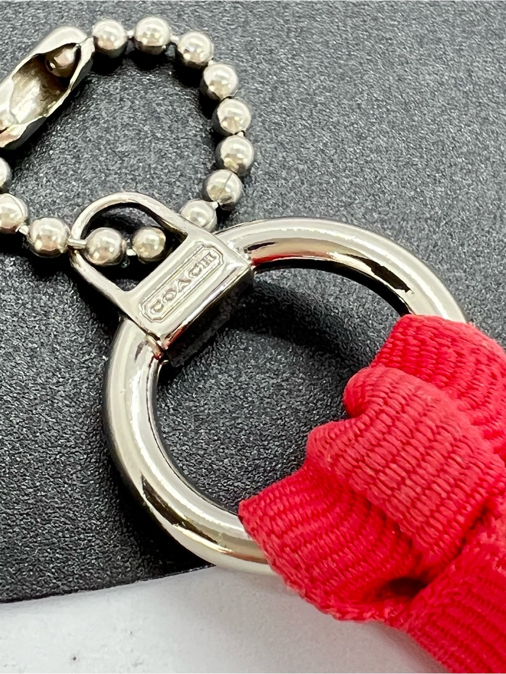 Coach Red Ribbon Tassel Keychain Accessory - Picture 3 of 8